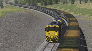 7732V Pacific National grain with 8137 BL31 amp 8148 leaving Anakie Loop in trainz22 [upl. by Jacklyn715]