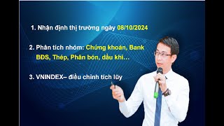 Nhận định thị trường ngày 08102024 VNINDEX – điều chỉnh tích lũy với hỗ trợ 1265đ [upl. by Nimad]