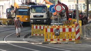 Lützner Straße wieder frei für Straßenbahnen 03092012 [upl. by Ahsemac]