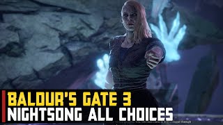 Save Nightsong  Kill Nightsong  Let Balthazar take Nightsong  All Choices Baldurs Gate 3 BG3 [upl. by Titania]