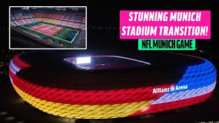 INCREDIBLE Timelapse of Allianz Arena from ⚽ to 🏈  NFL UK amp Ireland [upl. by Edda711]