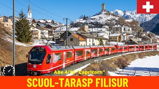 Winter Cab Ride ScuolTarasp  Filisur Rhaetian Railway Switzerland train drivers view in 4K [upl. by Ijan]