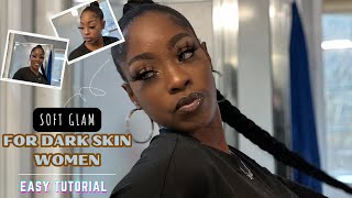 Soft Glam look for dark skin women  WOC Holiday makeup [upl. by Nosa]