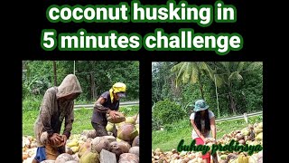 coconut husking in 5 minutes challengebuhay probinsya [upl. by Dranal911]