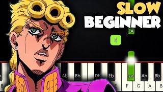 Giornos Theme  SLOW BEGINNER PIANO TUTORIAL  SHEET MUSIC by Betacustic [upl. by Jerald]