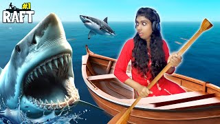 Surviving From DEADLIEST SHARKS in The Middle Of Ocean 😱 Raft Gameplay [upl. by Fulks]