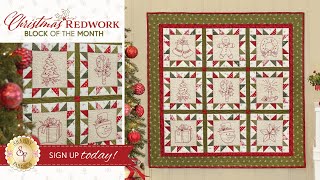 Introducing Christmas Redwork BOM with Shabby Fabrics [upl. by Narih]