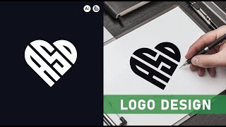 How To Design Modern Monogram Logo design illustrator  ASD Letter Logo [upl. by Sheedy494]