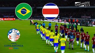 BRAZIL vs COSTA RICA  Copa America  USA 2024  Group D  Full Match All Goals  PES Gameplay [upl. by Nnaecarg]