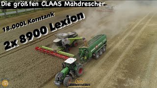 Die größten CLAAS Mähdrescher 8900 Lexion 18000L Korntank 1380m Convio Schneidwerk [upl. by Wivinah]