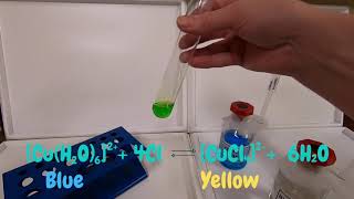 Copper II complex ions ligand substitution using hydrochloric acid [upl. by Moreville]