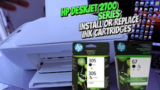 How To Install or Replace Ink Cartridges In HP Deskjet 2710e2700e Series Printer [upl. by Hilaire]