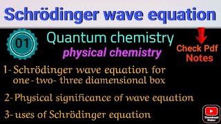 Schrödinger equation  For one two and three diamensional box •MSc first semester•PHYSICAL CHEMISTRY [upl. by Eikcuhc]