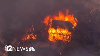 Homes threatened evacuations set due to Rose Fire near Wickenburg Watch live here [upl. by Dustman]