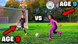 9 Year Old Girl vs 9 Year Old Boy Footballer KID LEWANDOWSKI [upl. by Amora]