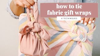 How to TIE FABRIC GIFT WRAP TUTORIAL II Furoshiki gift wrapping II how to withlaurenmellany [upl. by Ignaz]