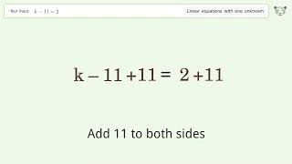 Solve k112 Linear Equation Video Solution  Tiger Algebra [upl. by Cutter354]