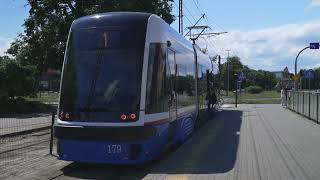 Poland Bydgoszcz tram 1 ride from Rondo Grunwaldzkie to Stawowa [upl. by Eisler]