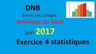 Brevet des collèges dnb  Amérique du nord 2017  Ex4 statistiques maths [upl. by Nnyletak]