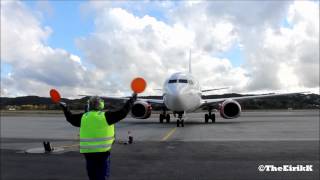 SAS Ground Service SGS Marshalling a SAS B737600 on Kjevik [upl. by Carnay]