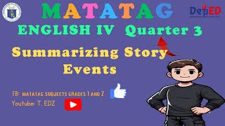 English 4 Matatag Quarter 3 Week 3 Summarizing Story Events [upl. by Scrope211]