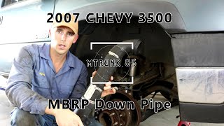 LBZ Duramax 3in MBRP Down pipe install 07 Chevy 3500 and Before and After [upl. by Notgnirrac52]