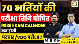 RSSB Exam Calendar  70 New Vacancy Exam Date  Patwar VDO Exam Date  N R Sir  Quality Education [upl. by Varin]