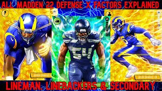 All Madden 22 X Factor Players EXPLAINED💡 Lineman Linebackers Cornerbacks amp Safeties Offense Tips [upl. by Grous]