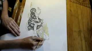 Viking Knotwork Urnes Zebras  Drawing Timelapse [upl. by Eiuqnimod]