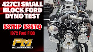 537HP Drop In Ready 427 Windsor Dyno Testing for Corys 72 Ford F100 at Prestige Motorsports [upl. by Collyer819]