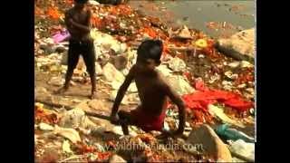 Polio afflicted rag picker near the filth of Yamuna river [upl. by Inar]