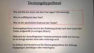 Deutungshypothese schreiben  Text Interpretation [upl. by Cleopatra478]