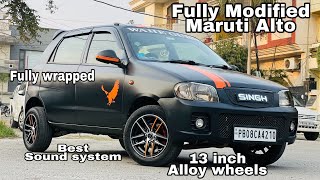 Fully modified maruti Alto  Alto fully wrapped  Alto music system  Black Alto  interior upgrade [upl. by Irrabaj629]