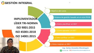 ISO Trinorma Interpretación de las normas ISO 90012015 ISO 140012015 e ISO 450012018  Parte1 [upl. by Seif]