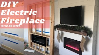 DIY Electric Fireplace Wall Step By Step  Shiplap [upl. by Rikahs]