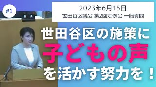 【議会質問】世田谷区の施策に子どもの声を活かす努力を！（世田谷区議会 2023年6月15日） [upl. by Ragse962]