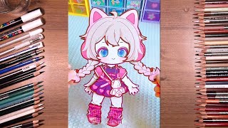 TUTORIAL MAKE MOVING PAPER DOLL  DIY  Draw so easy Anime [upl. by Neeham65]