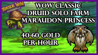 Turtle WoW Vanilla Druid Balance solo farm Maraudon Princess 4060 goldhour [upl. by Alecram]