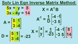 Algebra  Solving Linear Equations using the Inverse Matrix Method 22 [upl. by Anowahs625]