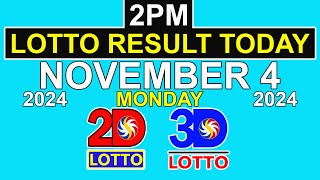 2pm Lotto Result Today November 4 2024  PCSO Swertres Ez2 [upl. by Federico]