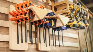 Building a French Cleat Clamps Holder Plywood Tool Rack  Woodworking  Shop Organization  ASMR [upl. by Rustin856]