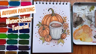 Autumns Inspired Painting  Watercolor Pumpkin illustration  aestheticgallery [upl. by Iviv114]