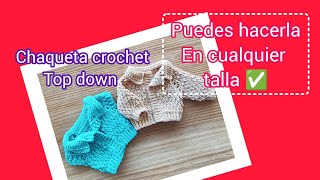 Chaqueta crochet con canesú cuadrado tejer crochet ganchillo diy knitting comotejer cute [upl. by Alpheus744]