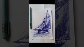 Easy boat drawing with pen shorts art drawing sketch [upl. by Iilek]