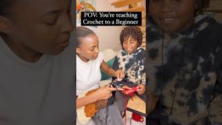 Teaching a beginner how to crochet 🧶 crochet learncrochet learning [upl. by Thorman]