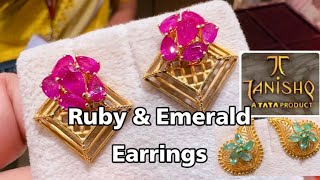 Tanishq Latest Ruby Emerald Earring Designs With PriceRuby EarringsEmerald earringsdeeya [upl. by Weaver]