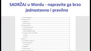 Sadržaj u wordu  napravite ga lako brzo i pravilno [upl. by Pfister]