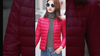 Lightweight Down Jacket Womens Collarless Short Coat Multi Colours fashion winterfashion [upl. by Meghan]