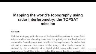 Mapping the worlds topography using radar interferometry the TOPSAT mission [upl. by Noemys923]