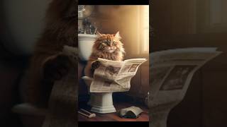 Cat reads newspaper in toilet🚽😂 cutebabycatsshortsviralcatsloversshortsfeedshortsyoutubeshorts [upl. by Chaker852]